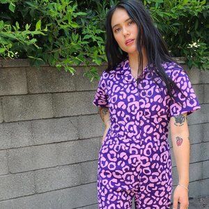 NOOWORKS Cheetah Spot Short-Sleeve Coveralls **NEVER WORN**